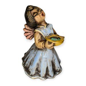 Vintage Ceramic Bozner Engle Thun Singing Angel Blue Candleholder #3